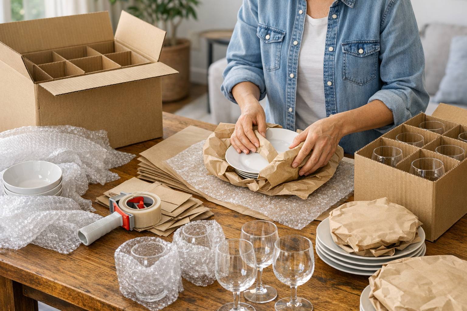 Cómo embalar objetos frágiles para una mudanza: materiales, técnicas y el error más común